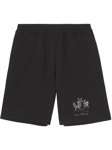Pantalones cortos deportivos con bordado Burberry negro