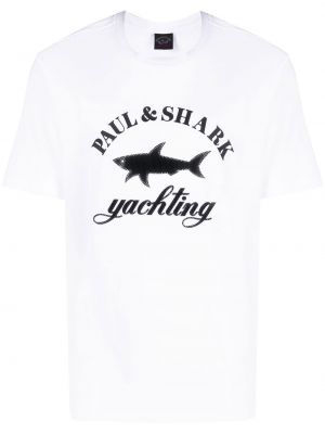 Памучна тениска с принт Paul & Shark бяло