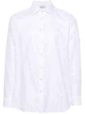 Žakárová bavlněná košile s paisley potiskem Etro bílá