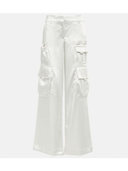 Атласные брюки карго Off-white белые