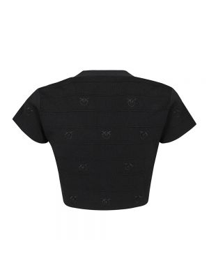 Koszulka z kapturem żakardowa Pinko czarna