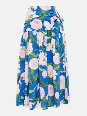 Spódnica midi bawełniana w kwiatki Carolina Herrera niebieska