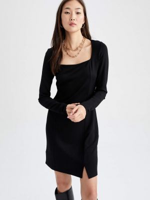 Mini šaty s dlhými rukávmi Defacto čierna