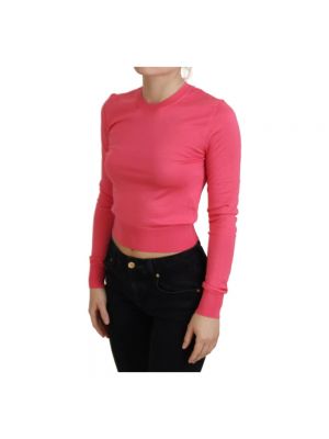 Jersey de seda de tela jersey de cuello redondo Dolce & Gabbana rosa