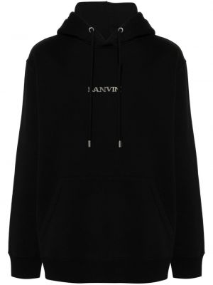 Kokvilnas kapučdžemperis ar izšuvumiem Lanvin melns