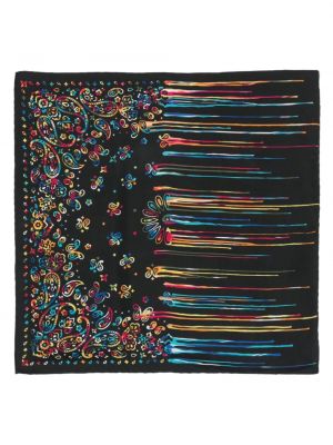Hedvábný šál s potiskem s abstraktním vzorem Destin černý