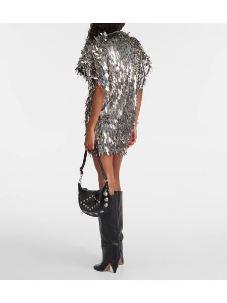 Svilena obleka Isabel Marant srebrna