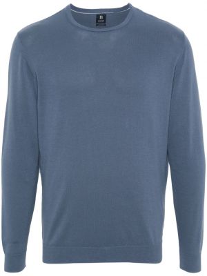 Bombažni pulover Boggi Milano modra