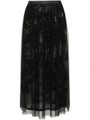 Tylová flitrovaná midi sukňa Liu Jo čierna