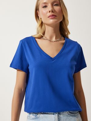 Плетена тениска Happiness İstanbul синьо