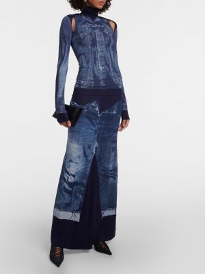 Длинное платье с принтом Jean Paul Gaultier синее