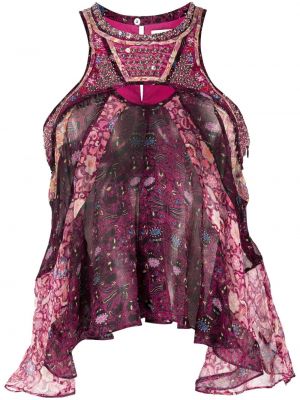 Top s printom s draperijom Isabel Marant ružičasta