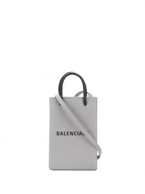 Crossbody kabelka s potlačou Balenciaga sivá