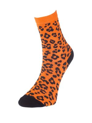 Leopárdmintás kötött zokni Trendyol narancsszínű