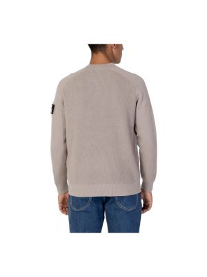Dzianinowy sweter z okrągłym dekoltem Calvin Klein Jeans beżowy