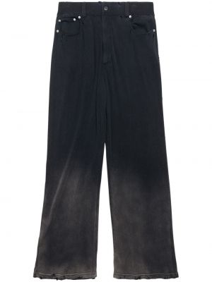 Pantaloni cu picior drept de catifea cord zdrențuiți Balenciaga negru