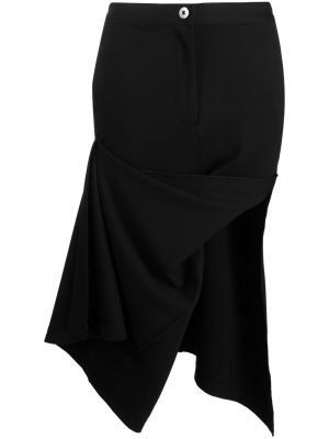 Midi sukně s vysokým pasem s knoflíky na zip Jw Anderson - černá