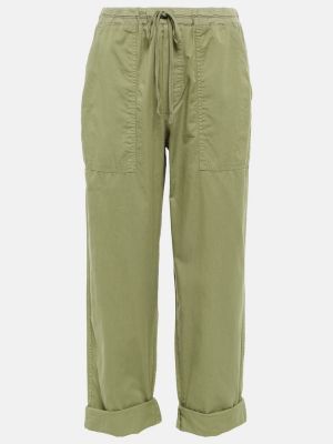 Bombažne žametne kargo hlače iz rebrastega žameta Velvet zelena