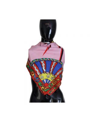 Jedwabna szal z nadrukiem Dolce And Gabbana różowa