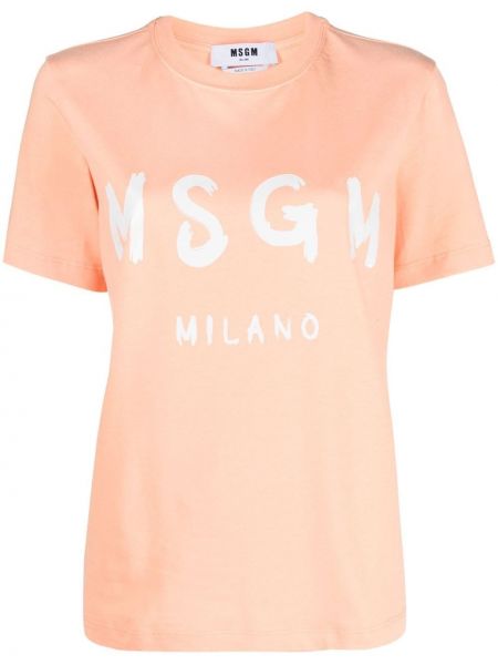T-shirt con stampa Msgm arancione