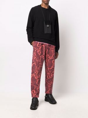 Rovné kalhoty s potiskem s paisley potiskem Aries růžové