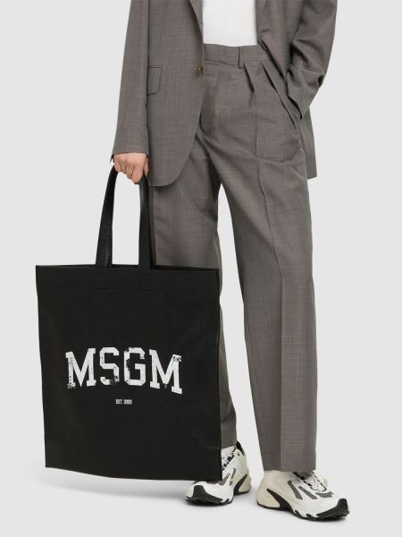 Δερμάτινη τσάντα shopper από δερματίνη Msgm μαύρο