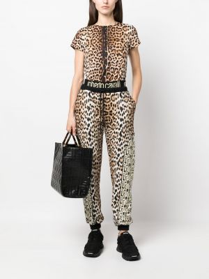 Leopardí tričko s potiskem Roberto Cavalli hnědé