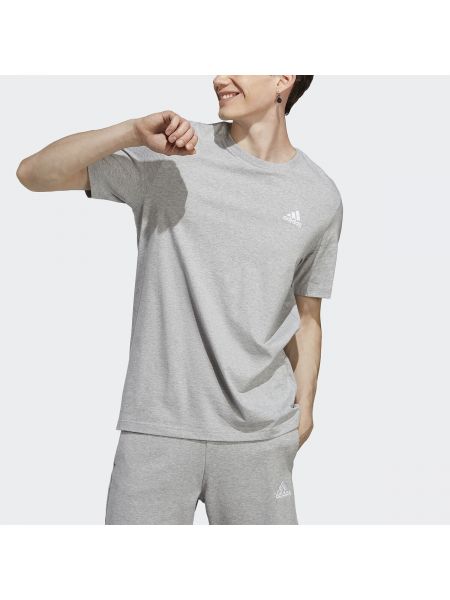 Camiseta con bordado de punto de tela jersey Adidas Sportswear gris