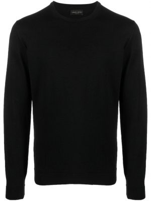 Vlnený sveter s okrúhlym výstrihom Roberto Collina čierna