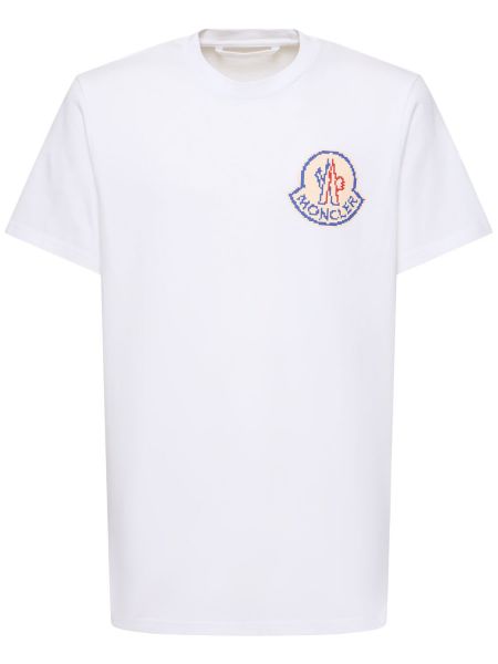 T-shirt i bomull i jersey Moncler vit