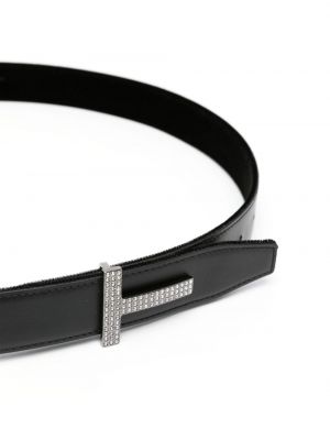 Křišťálový oboustranný kožený pásek Tom Ford černý