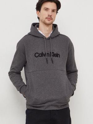 Суичър с качулка с апликация Calvin Klein сиво