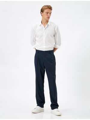 Rovné kalhoty s knoflíky s kapsami Koton