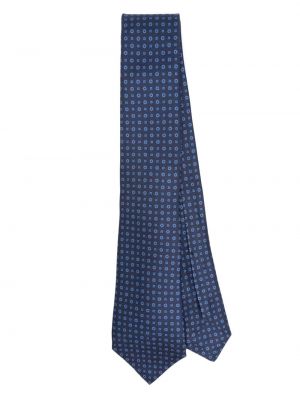 Cravatta di seta a fiori con stampa Kiton blu