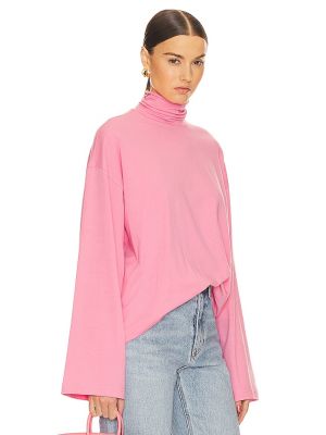 Jersey de cuello vuelto de tela jersey oversized Helsa rosa