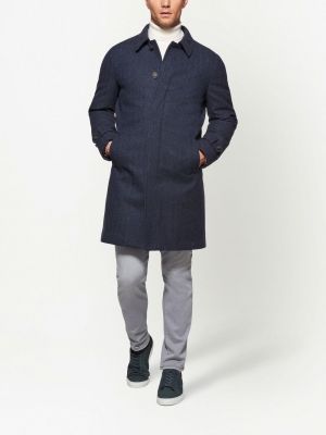 Péřový vlněný kabát Norwegian Wool modrý