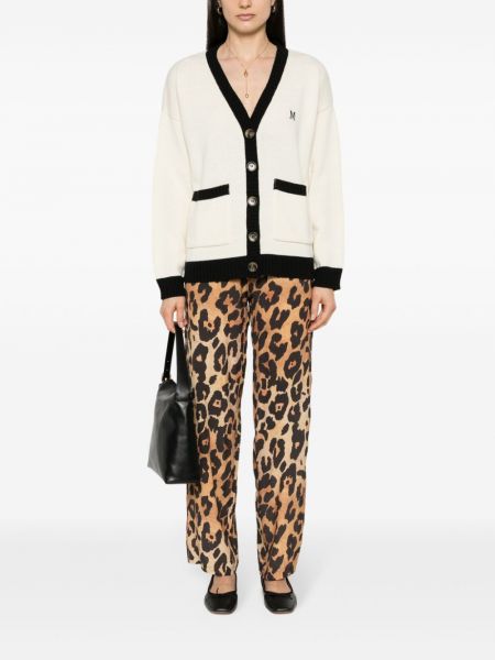 Leopardí rovné kalhoty s potiskem Musier hnědé