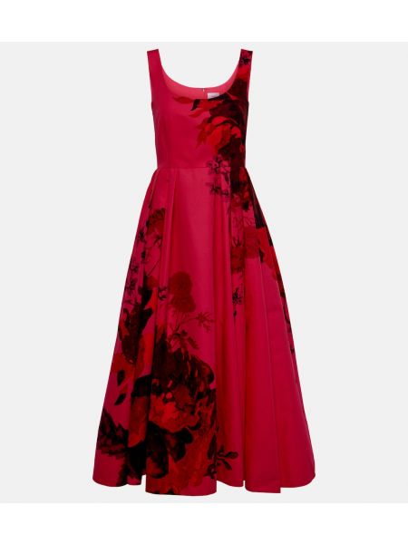 Длинное платье в цветочек с принтом Erdem розовое