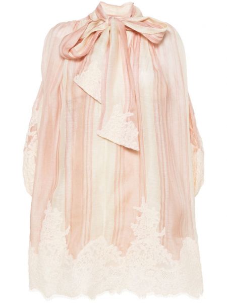 Krajkové mini šaty Zimmermann růžové