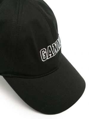 Cap mit stickerei aus baumwoll Ganni schwarz