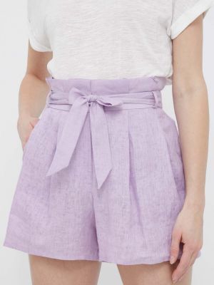 Emporio Armani pantaloni scurti din in a , high waist - violet
