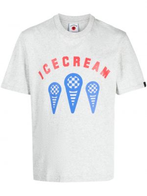 Памучна тениска с принт Icecream сиво