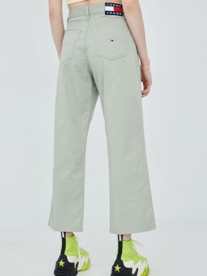 Pantaloni cu talie înaltă de in Tommy Jeans verde