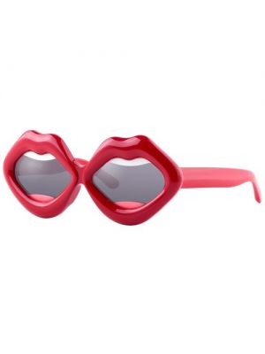 Солнцезащитные очки Yazbukey, шестиугольные, оправа: пластик, с защитой от УФ красный