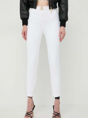Spodnie dopasowane z wysoką talią Elisabetta Franchi białe
