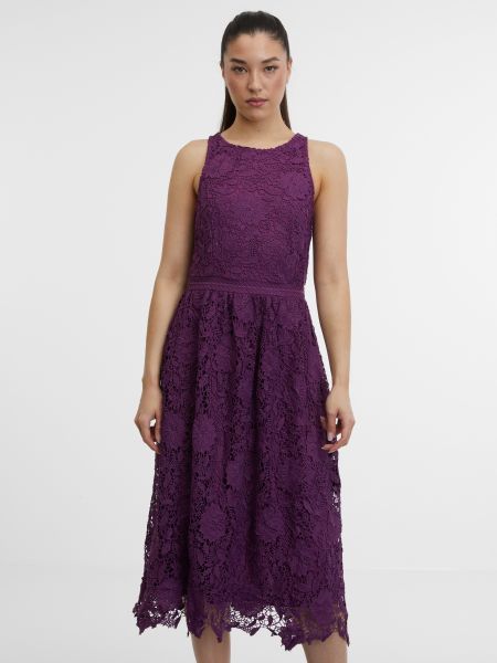 Obleka s čipko Orsay vijolična