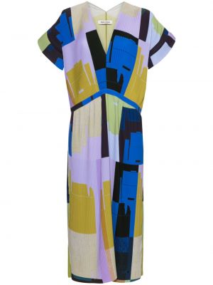 Modré midi šaty s potiskem s abstraktním vzorem Henrik Vibskov