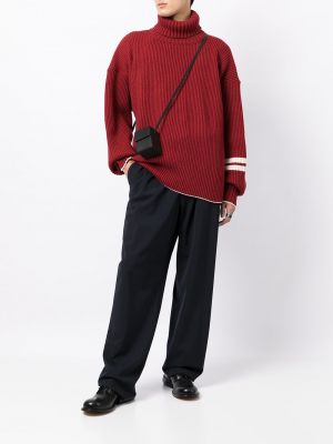 Dzianinowy sweter w paski Uniforme czerwony