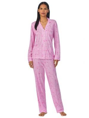Пижама с принтом с длинным рукавом с узором пейсли Lauren Ralph Lauren розовая