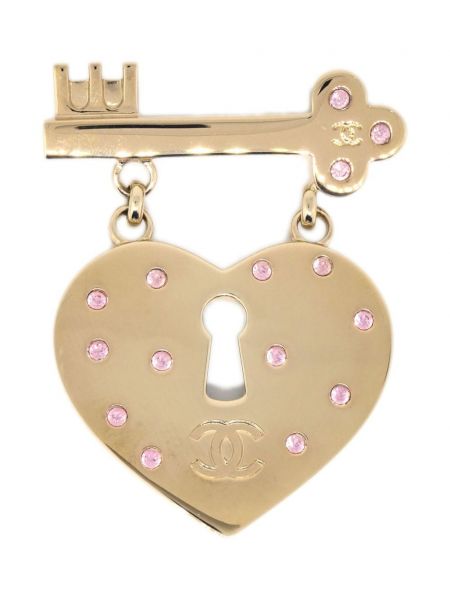 Broška z vzorcem srca Chanel Pre-owned zlata